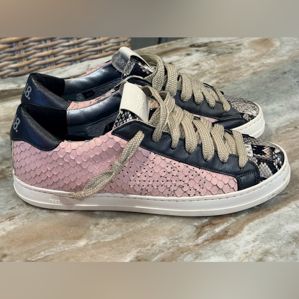 Women’s P448 John Pink Python Leather Sneakers- S… - image 4